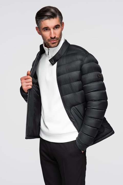 OMBRE, Geaca matlasata cu buzunare cu fermoar, Negru