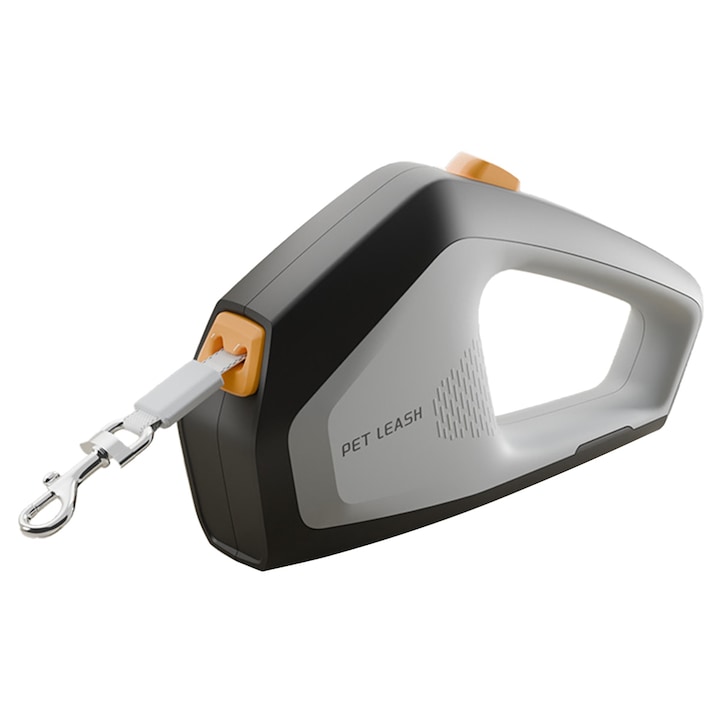 Прибиращ се повод Brillsten, 5м, спирачка с една ръка, черен, за малки до средни кучета, макс 30кг