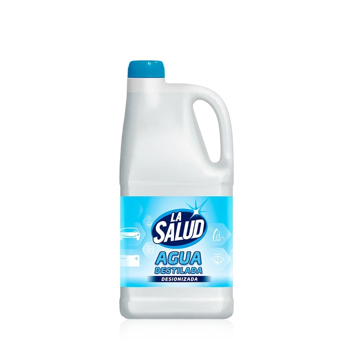 Apa distilată La Salud 5L, puritate ridicată, fără minerale, ideală pentru electrocasnice