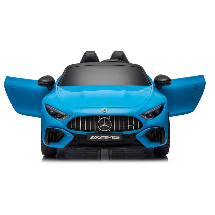 Mașinuță electrică pentru copii Mercedes Benz AMG SL63, 12V, 4x4, albastru metalizat, control parental prin telecomandă, dimensiuni 123x76x49cm