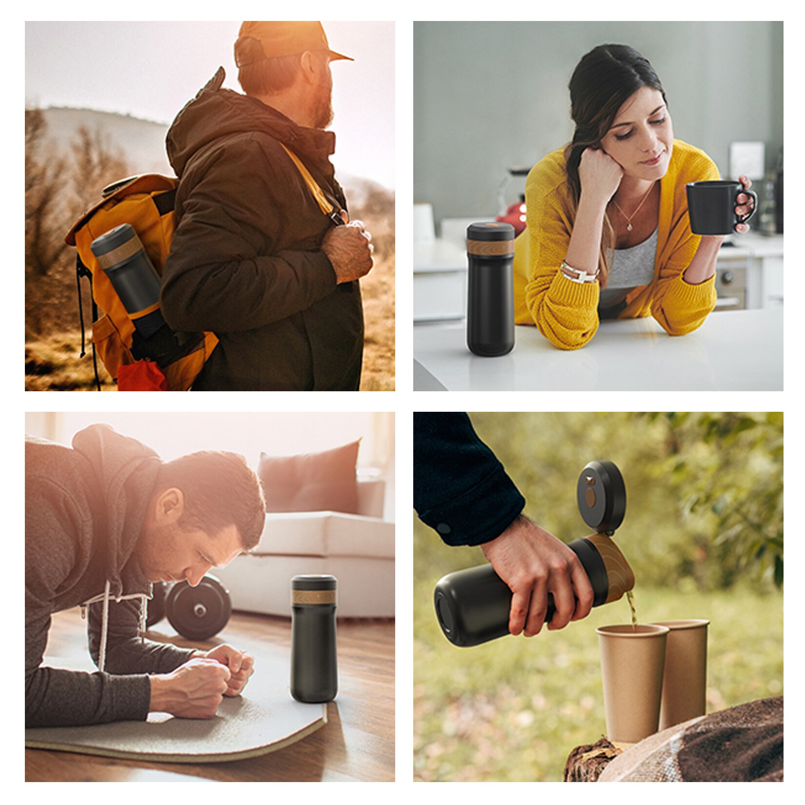 Presa Franceza pentru Cafea Wacorresi®, Portabila, Pourover si Espresso, Mini Aparat De Cafea Cu Functie Termo