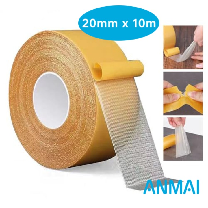 Двустранна лента ANMAI, Изключително здрава лента за килими, влакнеста мрежа, прозрачна, за текстил и стени, без следи, за паркет, плочки, килими, плочи и стенни декорации