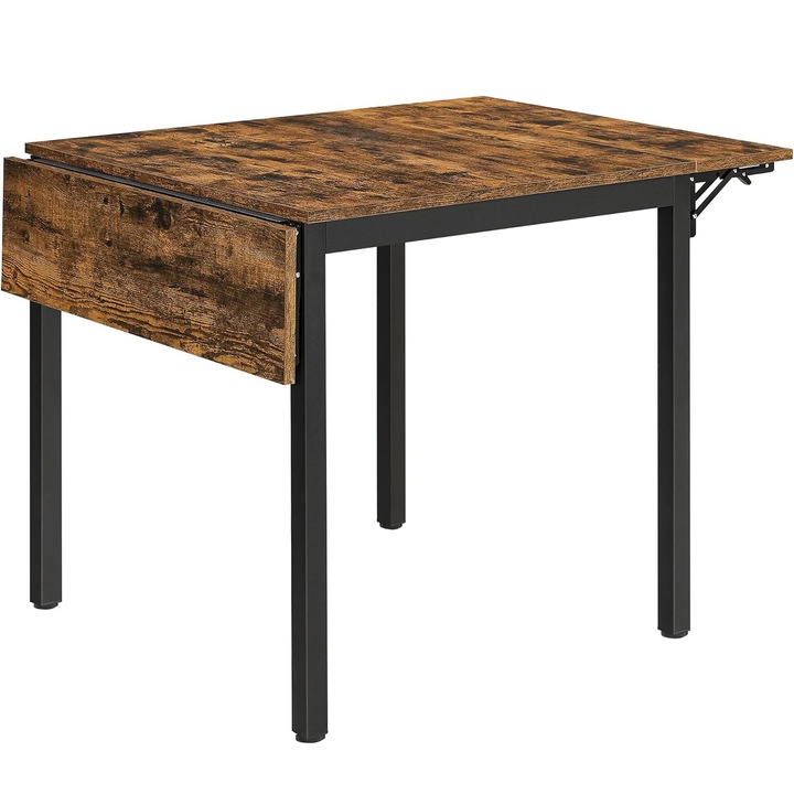 Masa de bucatarie sau living, extensibila, pentru spatii mici, stil industrial, 75x78x85/120cm, maro