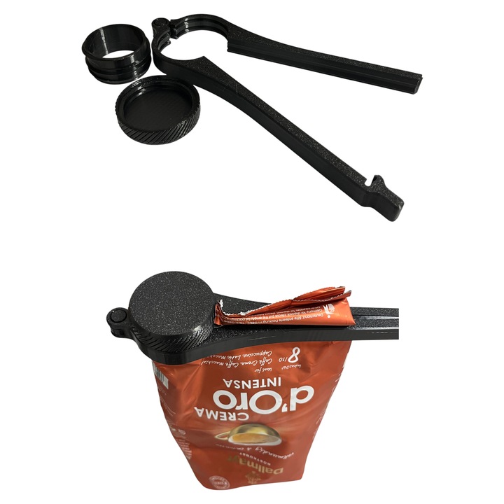 Clip sigilare pentru pungi de cafea, din plastic cu capac, Culoare Negru, reutilizabil