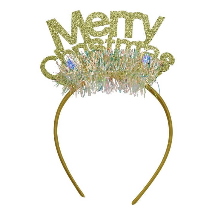 Cerc Mery Christmas, Avaleea, arany színű, boás, standard méret