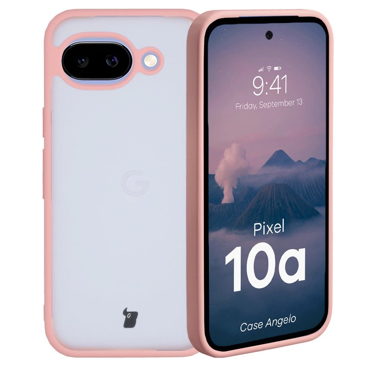Husa Bizon Case Angelo pentru Google Pixel 10a, Roz transparent