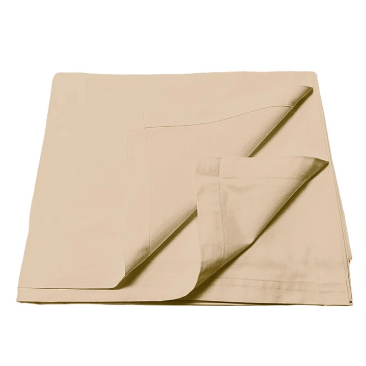 Долен чаршаф с ластик, матрак 180 x 200 x 40 см, Casa Bucuriei, бежов, 100% луксозен органичен памук, 260 см x 280 см