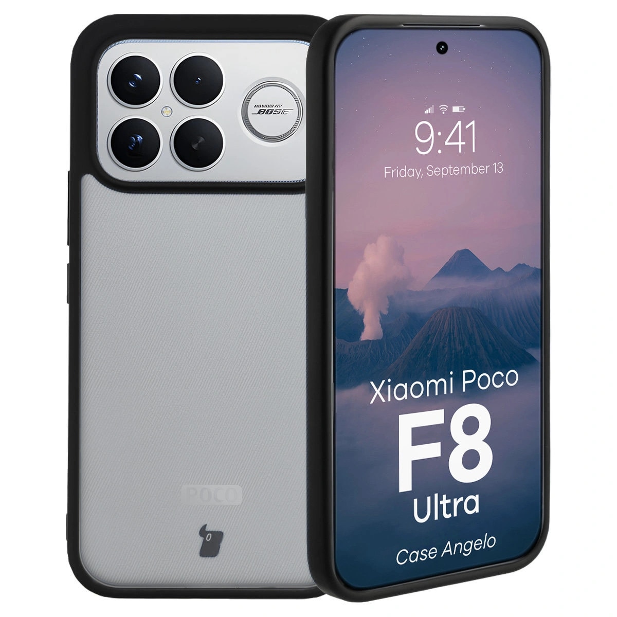 Husa Bizon Case Angelo pentru Xiaomi POCO F8 Ultra, Colorata cu rama neagra