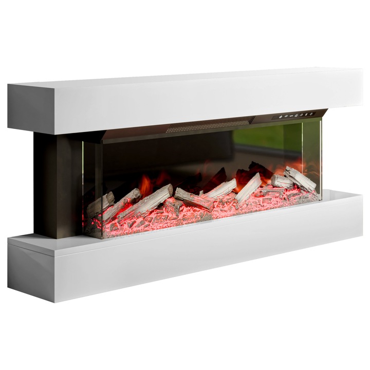 Comoda cu semineu Zaeli, MIRJAN 24, alb, 24x120x56 cm