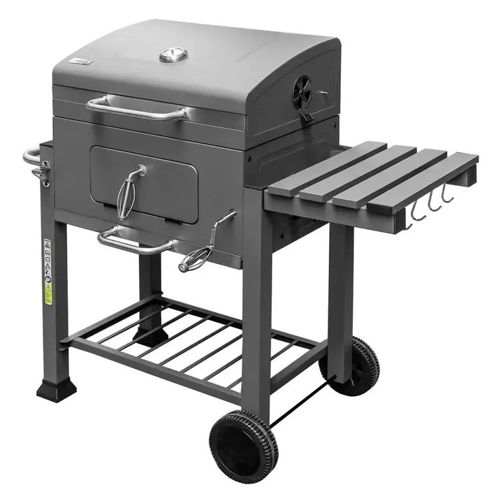 Gratar de gradina pe carbune cu capac si 1 masa laterala