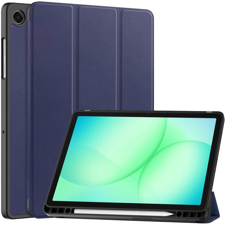 Husa tip carte Bizon Case Tab Lizard pentru Galaxy Tab A11 Plus / A9 Plus, albastru marin