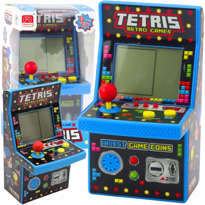 Mini automat Tetris retro Qulki, 23 jocuri, 824 nivele, 16cm, pentru băieți