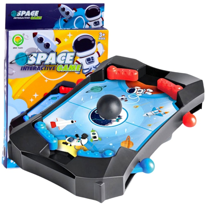 Joc interactiv Qulki Mini Pinball Spatial, 18, 5x13, 5x2, 5cm, pentru 2 jucători, include minge
