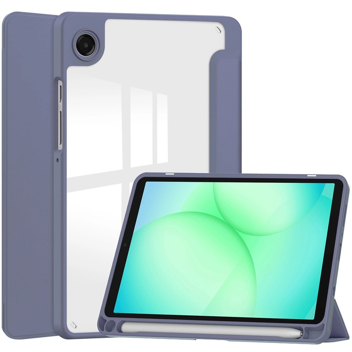Husa tip carte Bizon Case Tab Clear Matt pentru Galaxy Tab A11 / A9, Violet deschis