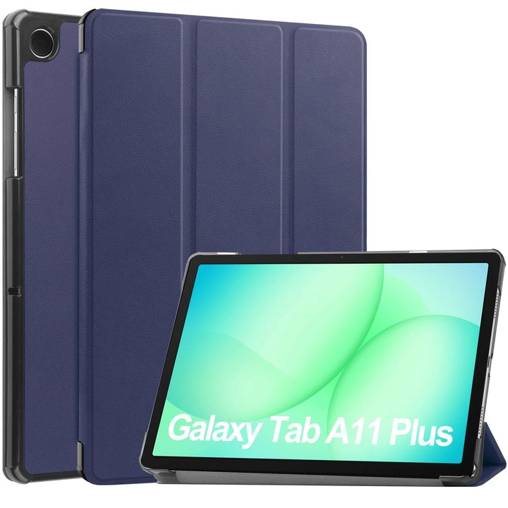 Husa tip carte Bizon Case Tab Croc pentru Galaxy Tab A11 Plus / A9 Plus, Albastru marin