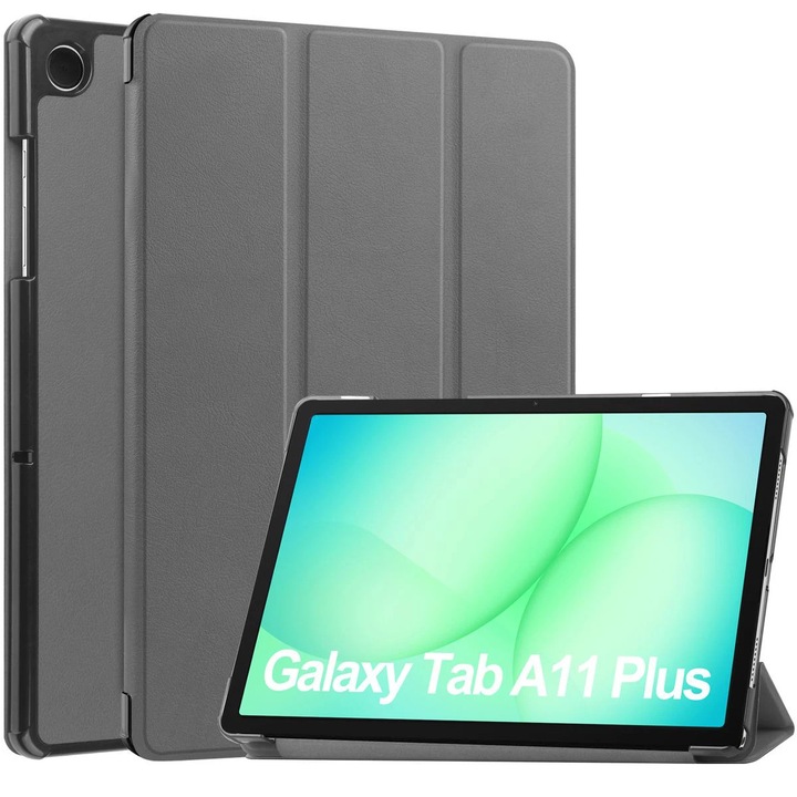 Husa tip carte Bizon Case Tab Croc pentru Galaxy Tab A11 Plus / A9 Plus, gri