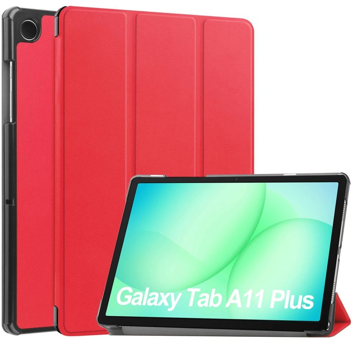 Husa tip carte Bizon Case Tab Croc pentru Galaxy Tab A11 Plus / A9 Plus, rosu