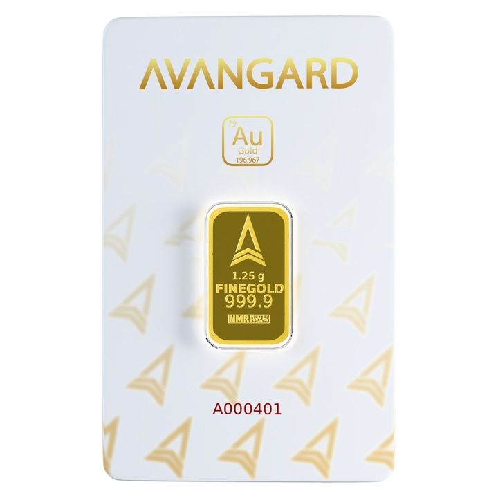 Lingou aur, Avangard Gold, 24 K, 1.25 g, puritate 999.9 ‰