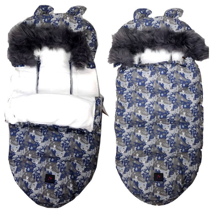 Sac Termo de Dormit pentru Bebelusi, Ideal pentru Carucior, Fotoliu, Sanie, cu Urechi, Impermeabil, Blanita Eco, 100 cm