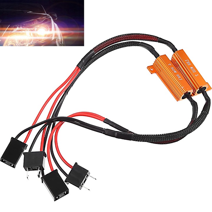 Set 2 anulatoare eroare H7 Canbus, YOUKUKE, negru-portocaliu, 50x17x15mm