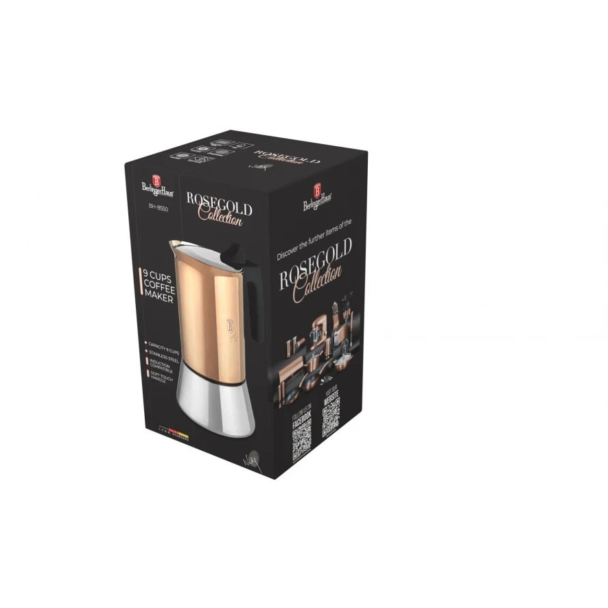 Cafetieră Berlinger, 9 cesti, inox 18/10, rose gold, 450 ml