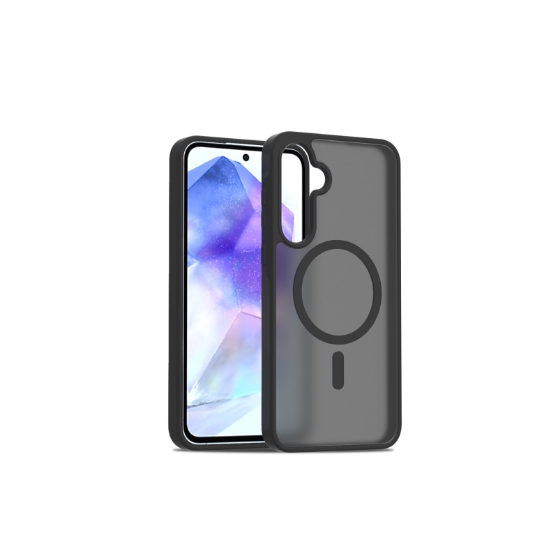Carcasa magnetica pentru Samsung Galaxy A36/A56 5G, TPU+PC, finisaj mat, negru, set disponibil – Rezistenta la Amprente, Antichoc, Cu Inel Magnetic, MagSafe, Wireless