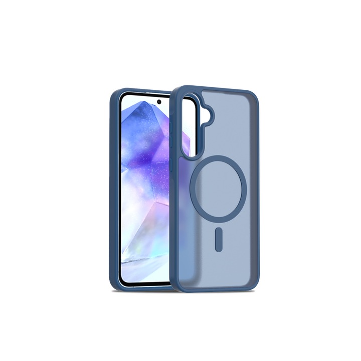 Магнитен калъф за Samsung Galaxy A16/A17/A26 5G, противоударен, матово покритие, син