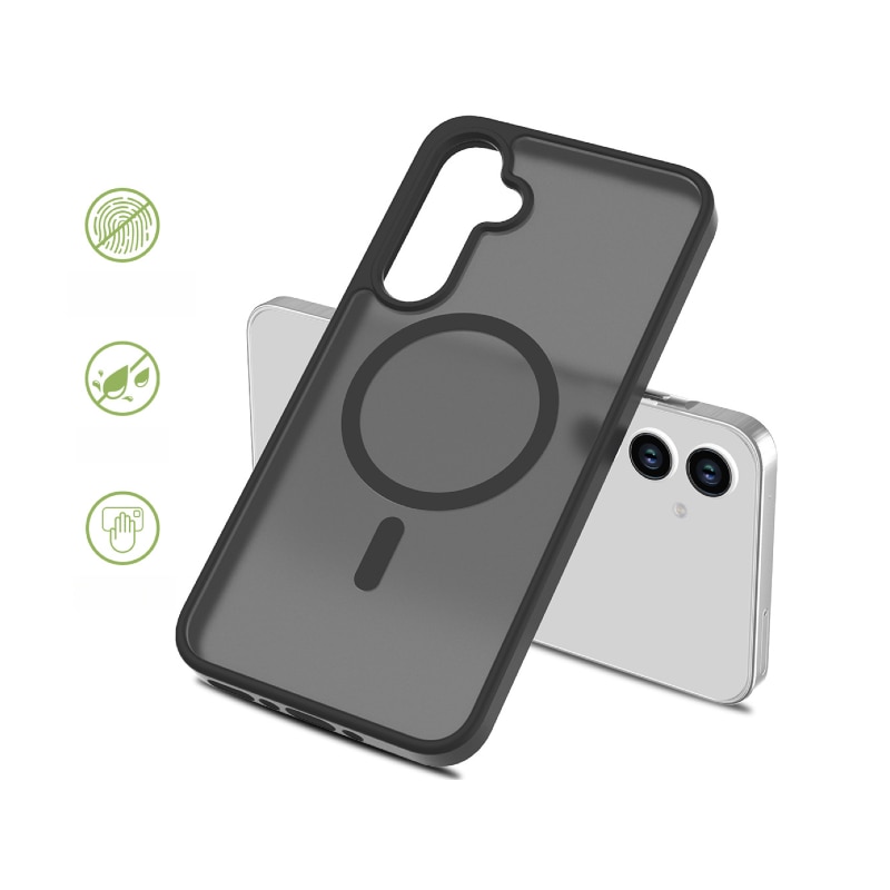 Carcasa magnetica pentru Samsung Galaxy A36/A56 5G, TPU+PC, finisaj mat, negru, set disponibil – Rezistenta la Amprente, Antichoc, Cu Inel Magnetic, MagSafe, Wireless