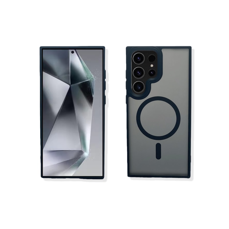 Carcasa magnetica pentru Samsung Galaxy S23 Ultra – negru, textura mata placuta la atingere, rezistenta la amprente, TPU+PC antichoc, cu inel magnetic integrat, mai multe culori disponibile