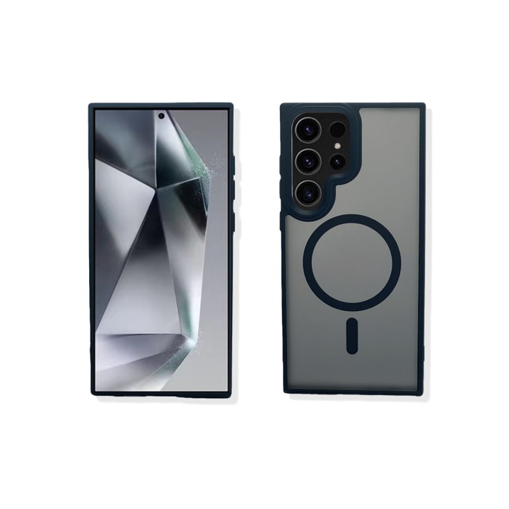 Mágneses tok Samsung Galaxy S23 Ultra telefonhoz – fekete, kellemes tapintású matt textúra, ujjlenyomat-álló, TPU+PC ütésálló, beépített mágneses gyűrűvel, több színben kapható