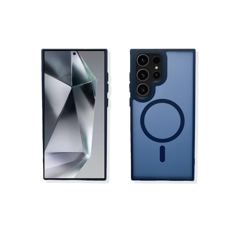 Carcasa magnetica pentru Samsung Galaxy S23 Ultra – albastru, textura mata placuta la atingere, rezistenta la amprente, TPU+PC antichoc, cu inel magnetic integrat, mai multe culori disponibile