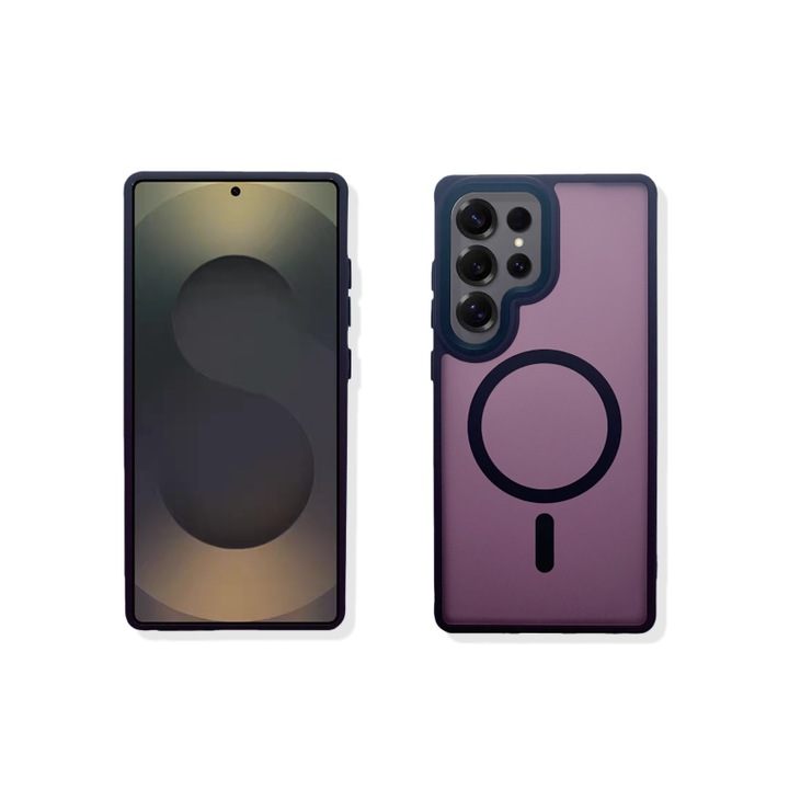 Carcasa magnetica Samsung Galaxy S25 Ultra, TPU+PC, rezistenta la amprente, violet – Finisaj mat, antichoc, S Pen, MagSafe, wireless
