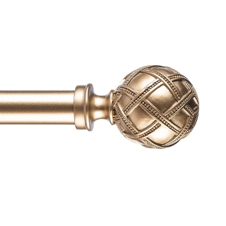 Galerie Metalica Extensibila Ycolnaefllr, 25mm Diametru, Auriu, 121-213 cm, Include 2 Capete Decorative, Suporturi si Suruburi