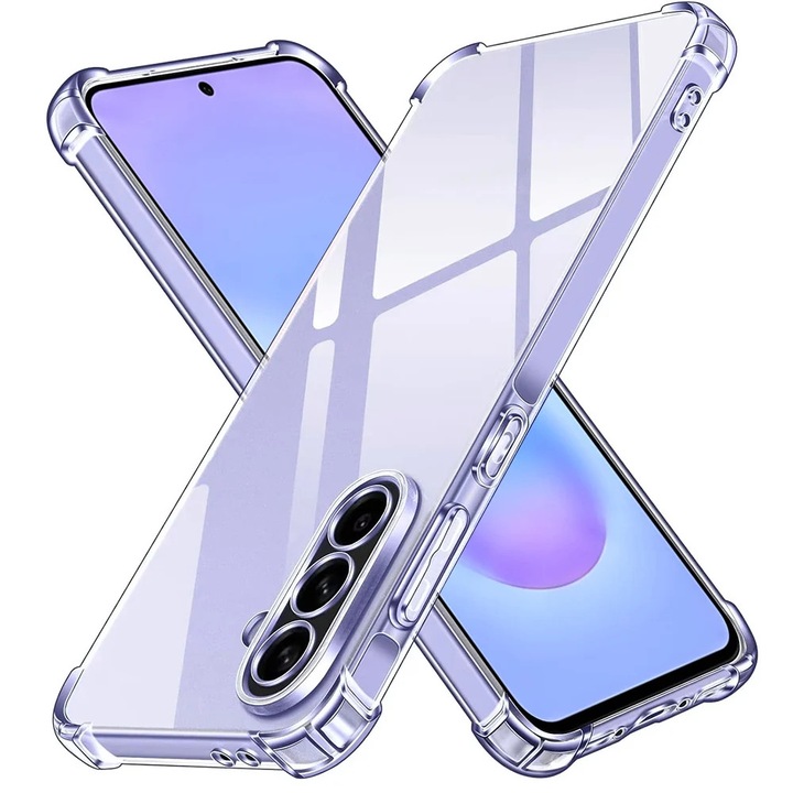 Husă transparentă pentru Samsung Galaxy A57 5G, set cu sticker, silicon elastic, 40x40mm