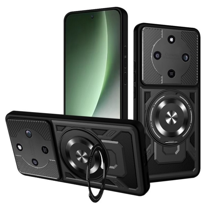 Husa Upzz® CamProtect Magnetic Pentru Honor Magic8 Lite, Anti Soc, Negru