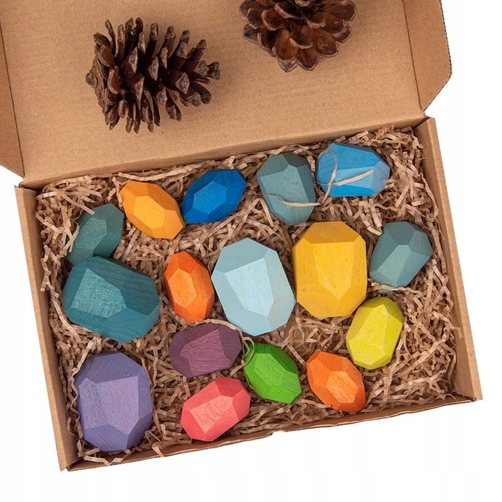 Комплект образователни игри LandToys, дървени блокчета, 16 части, многоцветни, 17,5x11x5см