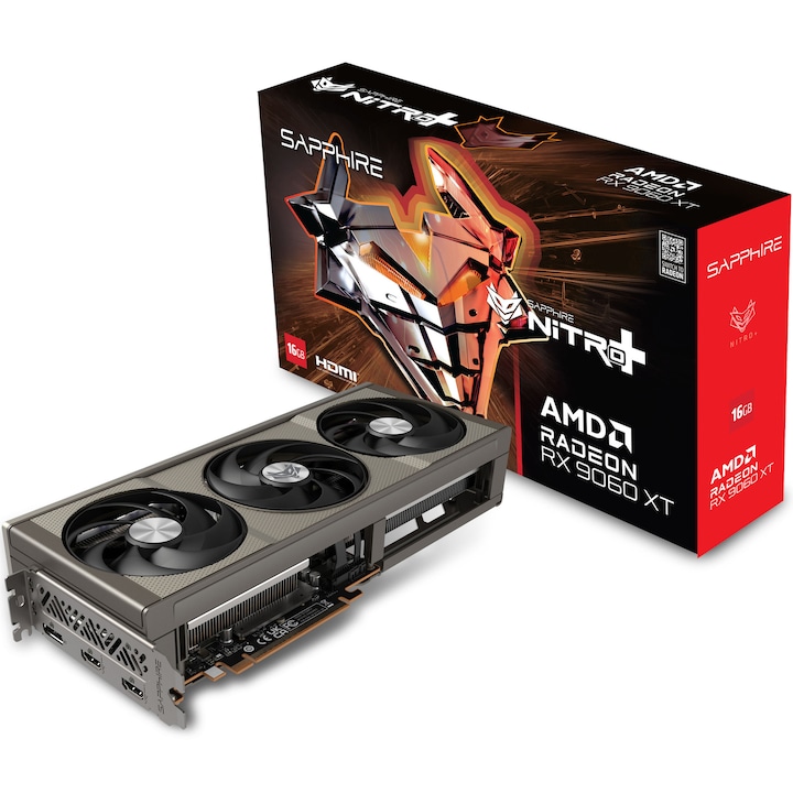 Placa video SAPPHIRE NITRO+ AMD Radeon™ RX 9060 XT OC, 16GB GDDR6, 128-bit