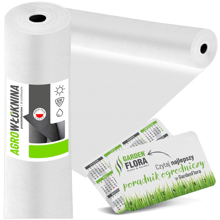 Folie agrotextil, filtru UV+, 1,6mx50m, densitate 23g/m², culoare alb