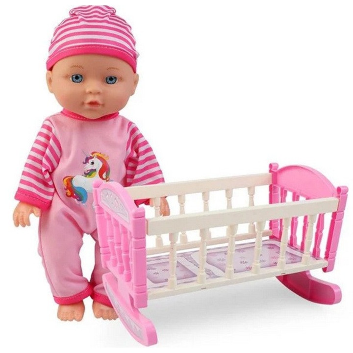 Set de Joaca AB HOMES Papusa Bebelus cu Patut – Jucarie pentru copii