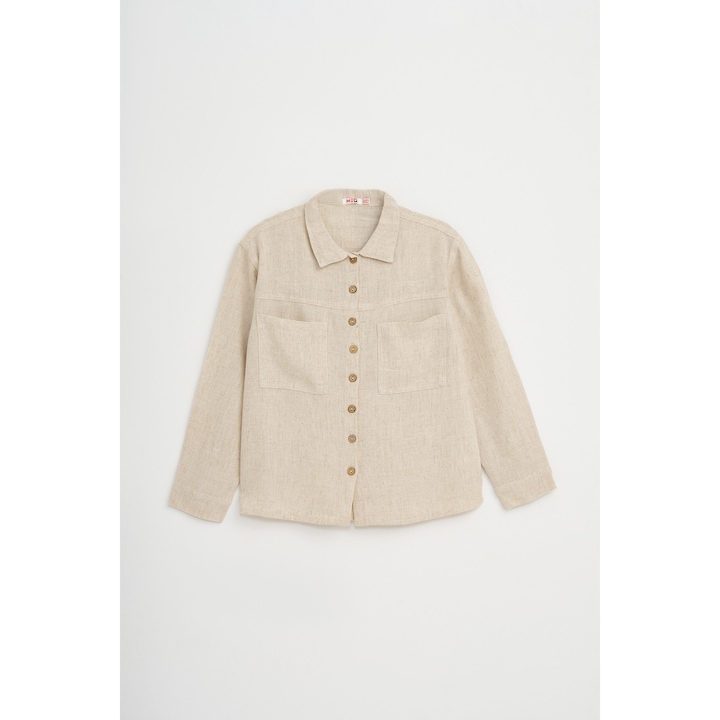 Camasa Cu Mod Kids, Bej, Din In Si Bumbac, Cu – Camasa Din Cu In, Bej