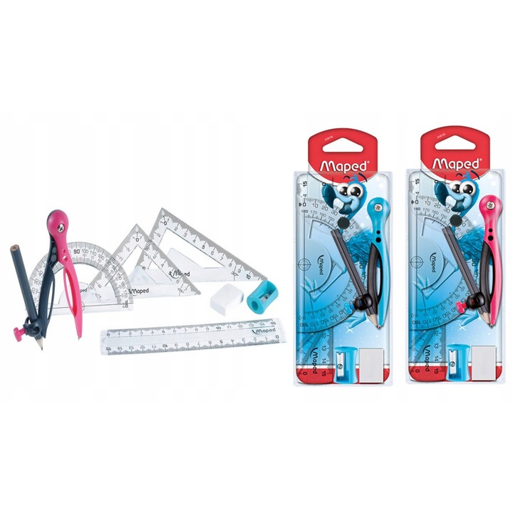 Set Geometrie Maped 8 Piese cu Toc - Instrumente Scolare Esentiale