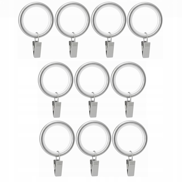 10 darab csúszógyűrű készlet csipeszekkel, Imperia, szatén ezüst, 19 mm