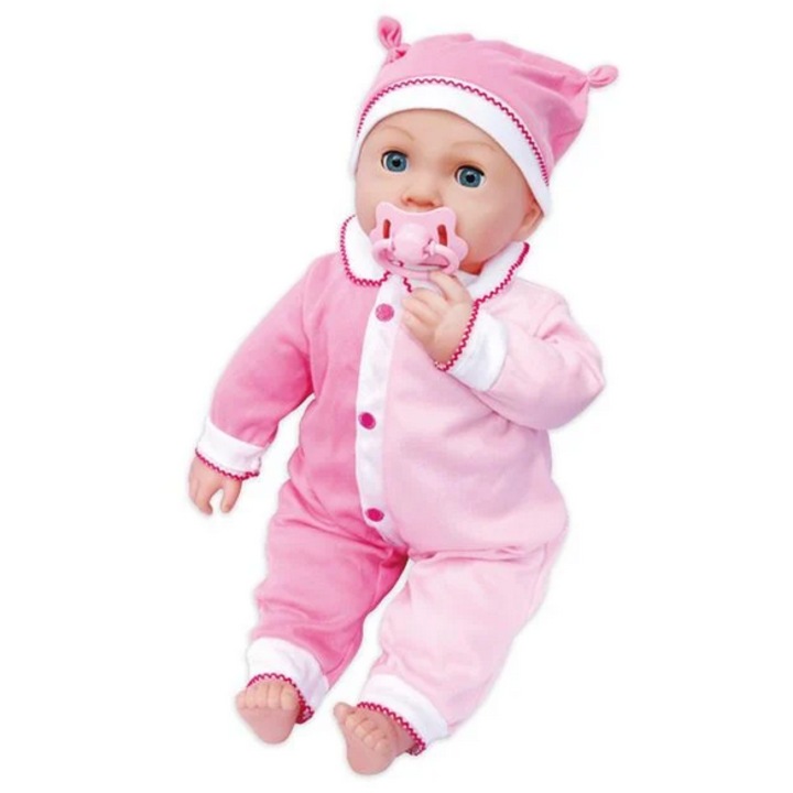 Papusa Bebelus AB HOMES cu Sunet si Suzeta, 48cm, Roz