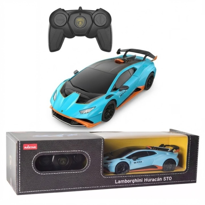 Masina cu Telecomanda Rastar Lamborghini Huracan STO, 2.4 GHz, Laufey Blue, Scara 1:24, 19cm