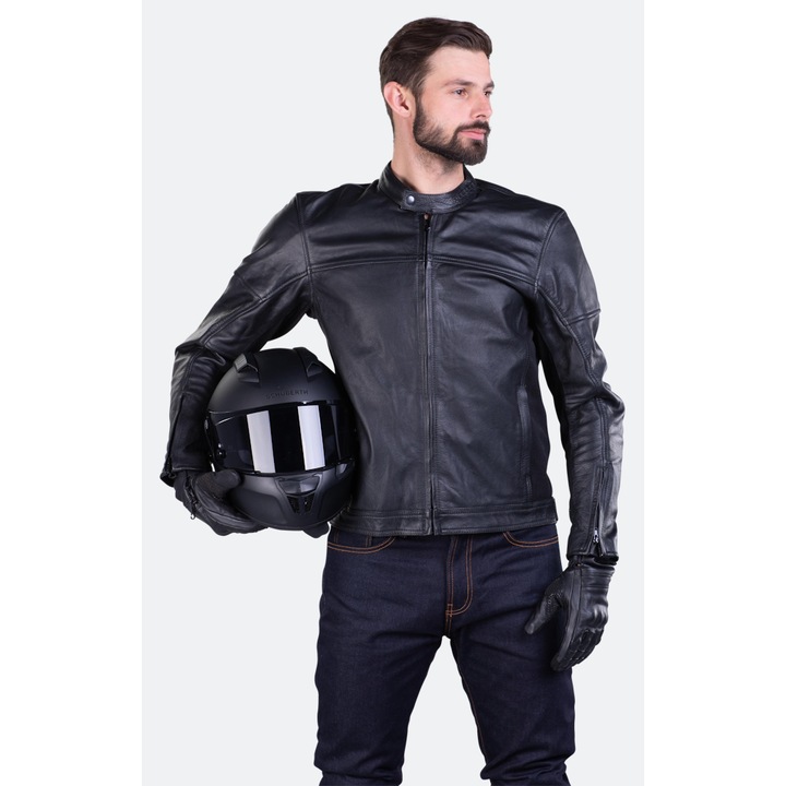 Geaca moto Course Bee MC, barbati, piele, Negru, M