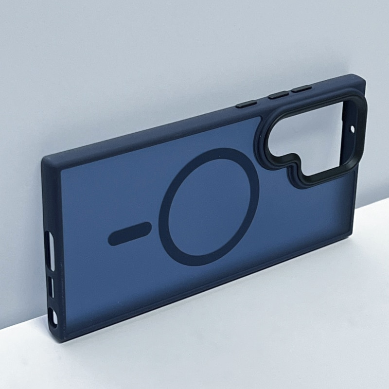 Carcasa magnetica pentru Samsung Galaxy S23 Ultra – albastru, textura mata placuta la atingere, rezistenta la amprente, TPU+PC antichoc, cu inel magnetic integrat, mai multe culori disponibile