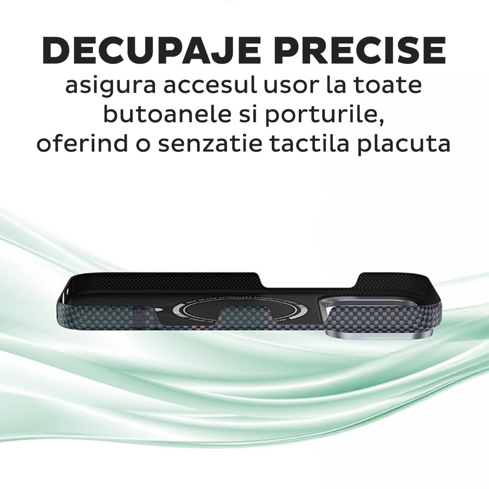 Husă Daden din fibră de aramidă/Kevlar, multicolor, MagSafe integrat, protecție antisoc pentru iPhone 17 Pro