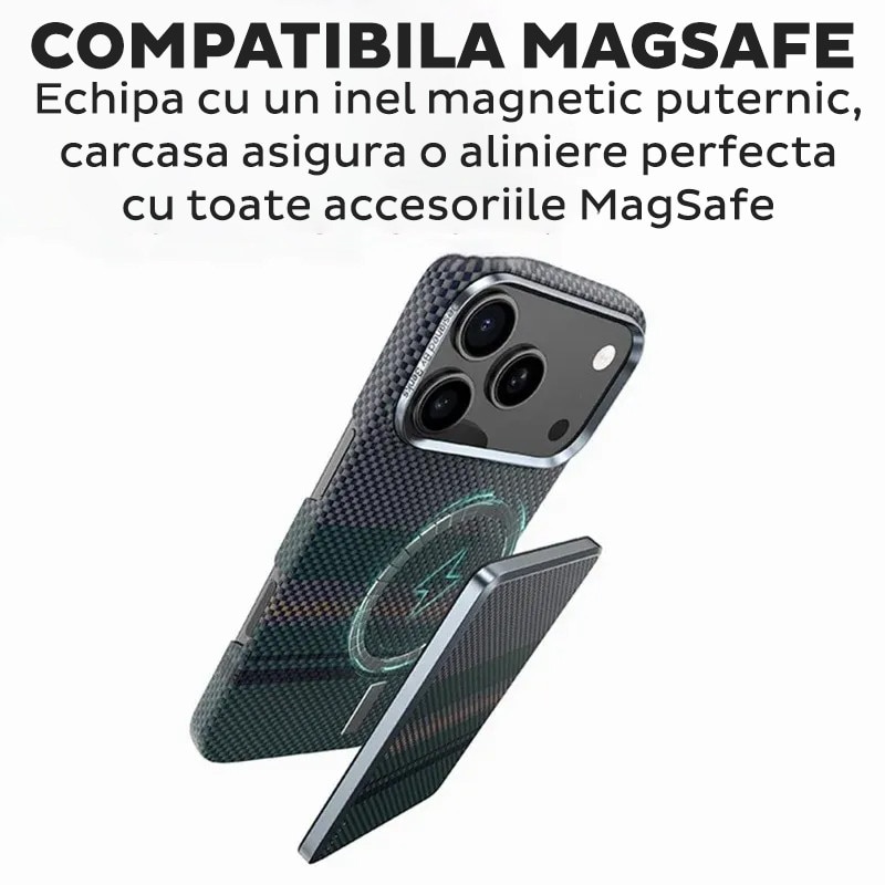 Husă Daden din fibră de aramidă/Kevlar, multicolor, MagSafe integrat, protecție antisoc pentru iPhone 17 Pro