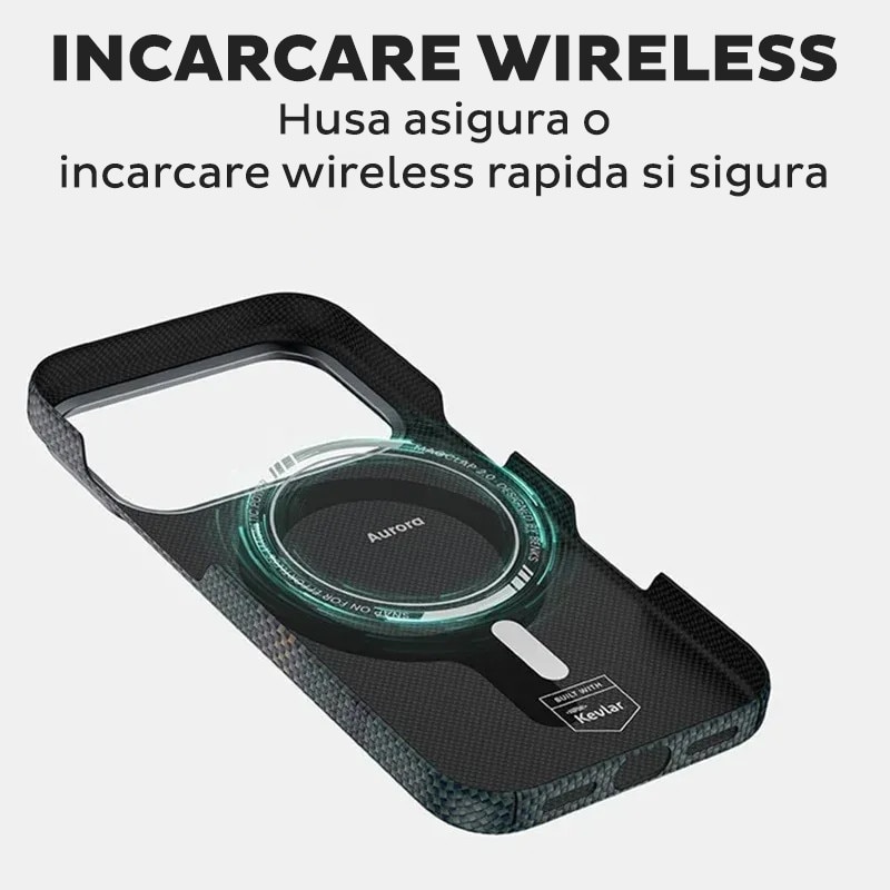 Husă Daden din fibră de aramidă/Kevlar, multicolor, MagSafe integrat, protecție antisoc pentru iPhone 17 Pro