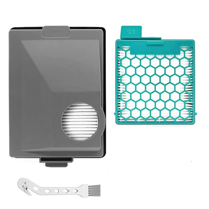 Filtru de schimb KINGTRONG pentru aspirator Miele, 1 filtru HEPA, 1 filtru de praf fin, reutilizabil, inclusă perie de curățare
